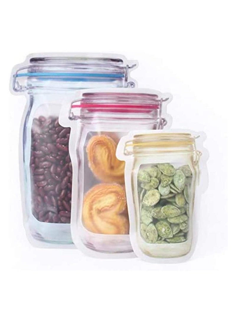 Bukela Mason Jar Zipper Bags, Food Storage Snack Sandwich Zipper Bags, Reusable Airtight Seal Food Storage Bags, Leak-Proof Food Saver Bags for Travel Camping and Kids - 3 Colors, 20 Pack  - Image 4