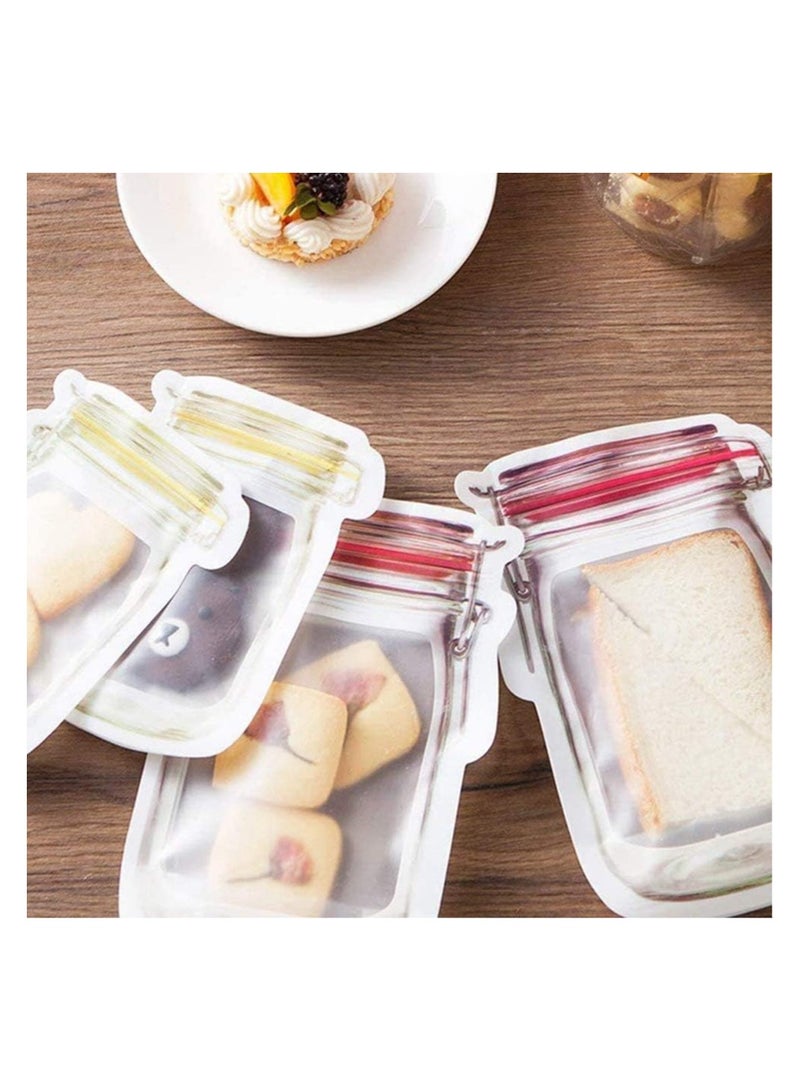 Bukela Mason Jar Zipper Bags, Food Storage Snack Sandwich Zipper Bags, Reusable Airtight Seal Food Storage Bags, Leak-Proof Food Saver Bags for Travel Camping and Kids - 3 Colors, 20 Pack  - Image 5