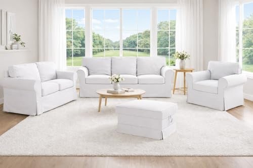 Custom Slipcover Replacement Cotton Ektorp Chair Cover Replacement is Compatible with IKEA Ektorp Armchair Cover, The Slipcover Set Only Fits Ektorp Chair (White Chair) - Image 2