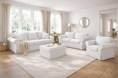 Custom Slipcover Replacement Cotton Ektorp Chair Cover Replacement is Compatible with IKEA Ektorp Armchair Cover, The Slipcover Set Only Fits Ektorp Chair (White Chair) - Image 4