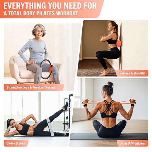 UZTUGG Pilates Equipment Kit at Home for Women, 4-in-1 Workout Essential Set with Pilates Ring, Fabric Resistance Bands, Figure 8 Resistance Band, Pilates Ball–Full Body Toning, Yoga & Stretching - Image 2