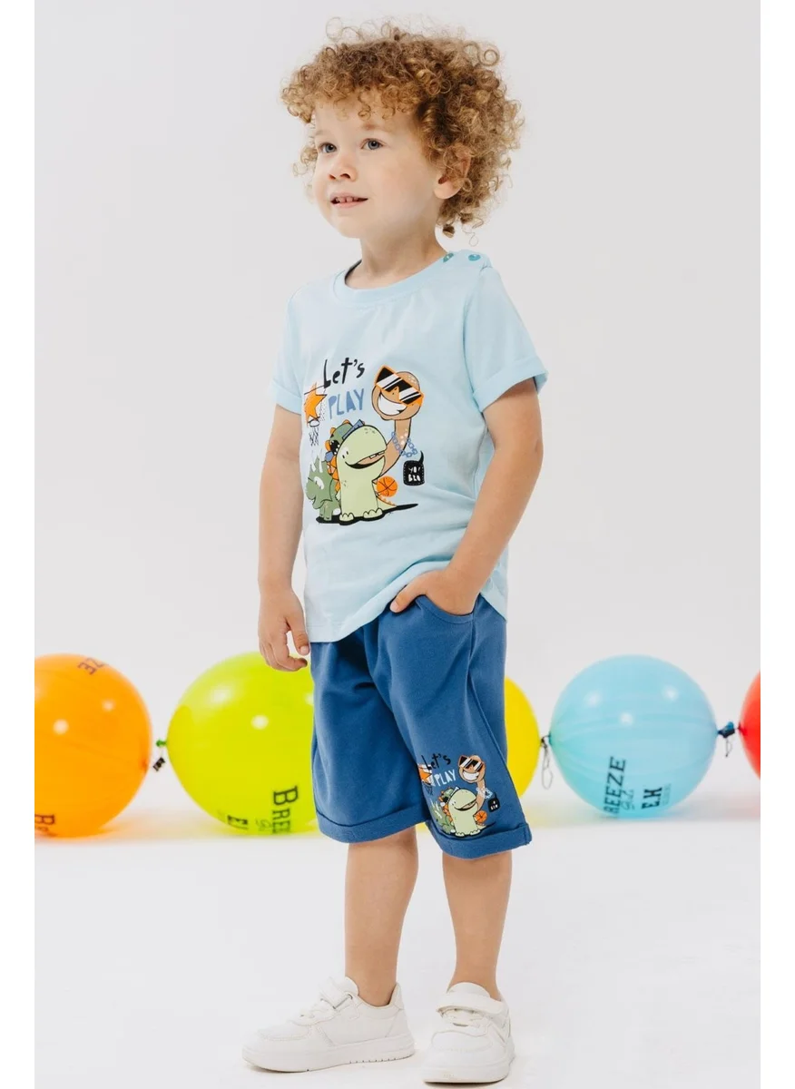 بريز Boy Shorts Set Play Time Happy Animals Printed 1-4 Years, Light Blue