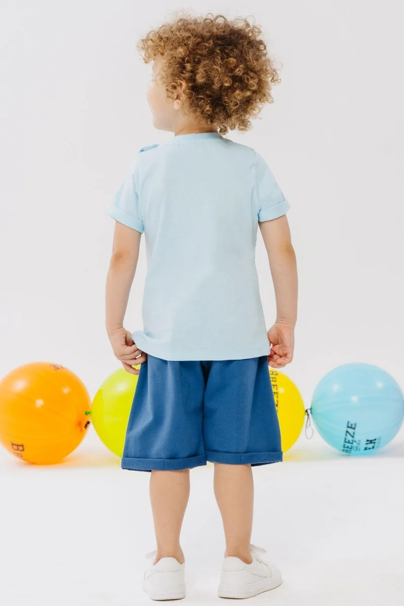 Breeze Boy Shorts Set Play Time Happy Animals Printed 1-4 Years, Light Blue
