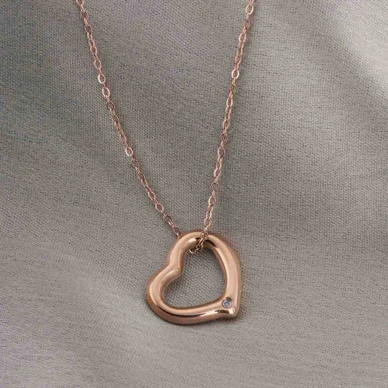 بالموناس PALMONAS Rose Gold Plated Cute Heart Pendant Necklace
 for Women