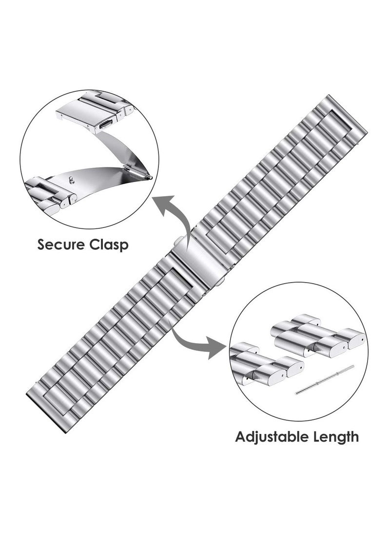 O Ozone (Pack of 2) Metal Bands For Samsung Galaxy Watch 7 6 5 4 FE 40mm 44mm 45mm/Galaxy Watch 6 4 Classic 43mm 47mm 42mm 46mm/Active 2/Watch 3 41mm,20mm Stainless Steel Replacement Strap For Men - Silver/Rose Gold - Image 5