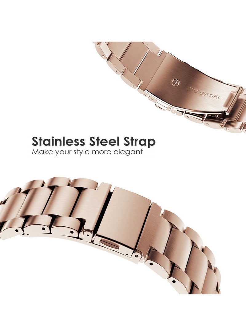 O Ozone (Pack of 2) Metal Bands For Samsung Galaxy Watch 7 6 5 4 FE 40mm 44mm 45mm/Galaxy Watch 6 4 Classic 43mm 47mm 42mm 46mm/Active 2/Watch 3 41mm,20mm Stainless Steel Replacement Strap For Men - Silver/Rose Gold - Image 3