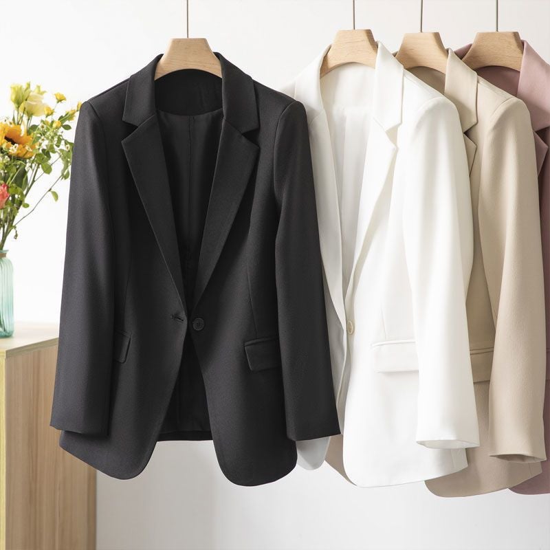 Beige Ladies Suit Jacket Casual Small Suit Plus Size 100Kg Can Wear Temperament Suit Jacket - Image 3