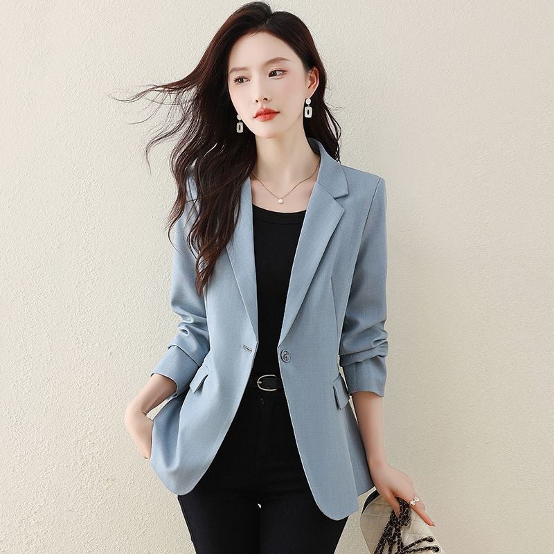 Beige Ladies Suit Jacket Casual Small Suit Plus Size 100Kg Can Wear Temperament Suit Jacket - Image 1
