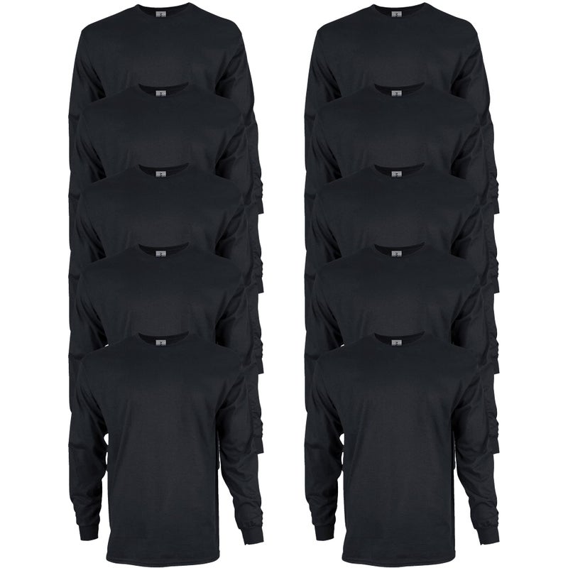 Gildan Mens Ultra Cotton Long Sleeve TShirt Style G2400 Multipack Black 10Pack Small - Image 2