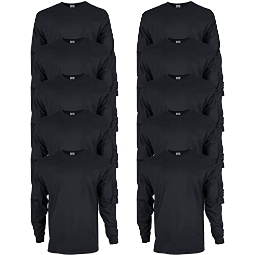 Gildan Mens Ultra Cotton Long Sleeve TShirt Style G2400 Multipack Black 10Pack Small - Image 1