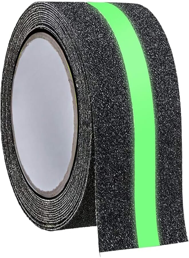 Gebildet Anti-Slip Non Skid Safety Tape, Luminous Green Glowing in The Dark Tape, High Traction Strong Grip Abrasive, Use Indoor (5CM x 5M, Black)