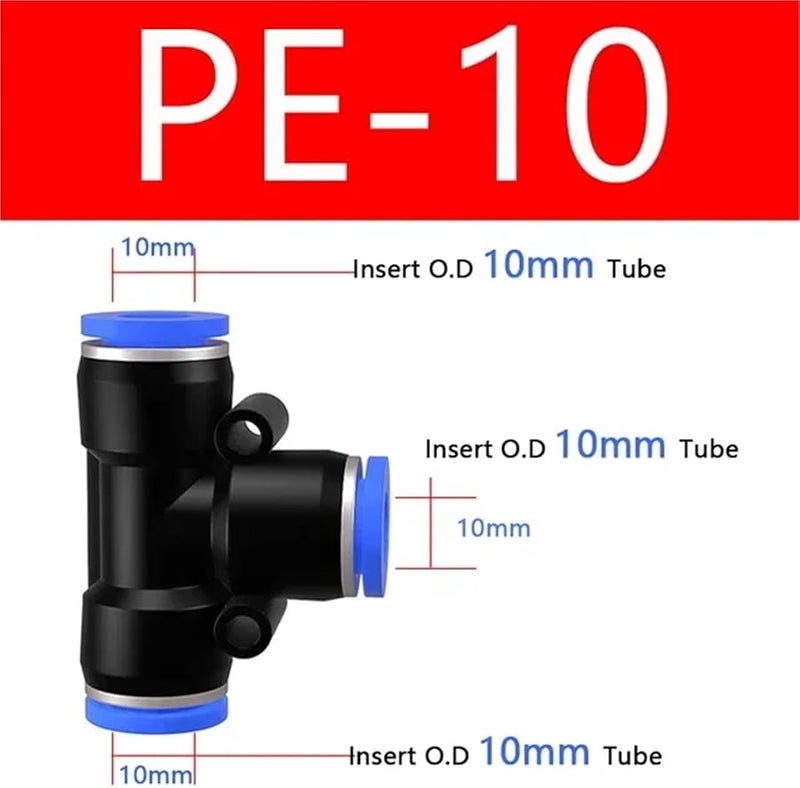 مقبس خرطوم الهواء سريع التوصيل، محمل ثلاثي، مخفض، أنبوب بلاستيكي على شكل حرف T، خرطوم ماء، مقاسات 4 مم، 6 مم، 8 مم، 10 مم، 12 مم، بولي إيثيلين 10 - Image 3
