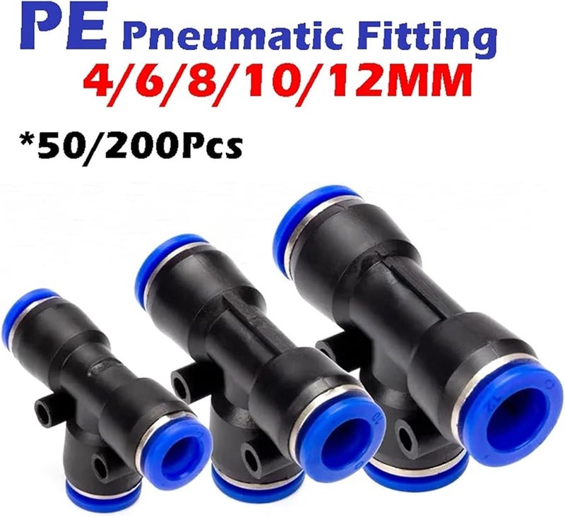 مقبس خرطوم الهواء سريع التوصيل، محمل ثلاثي، مخفض، أنبوب بلاستيكي على شكل حرف T، خرطوم ماء، مقاسات 4 مم، 6 مم، 8 مم، 10 مم، 12 مم، بولي إيثيلين 10 - Image 4