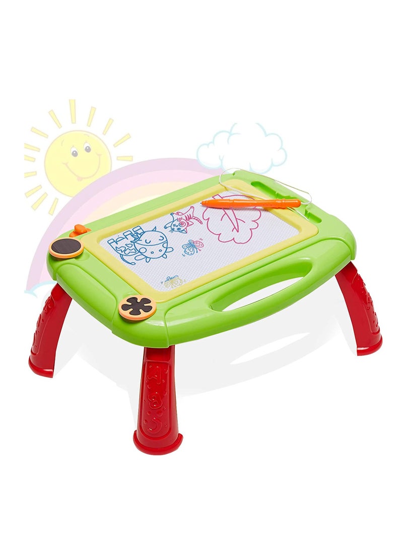 SYOSI Magnetic Drawing Board table with Stamps & Pen - Education Doodle Toys for 1-4 Year Old Kids, Colorful Erasable Magnet Writing Sketching Pad for Toddlers Learning (Green) - Image 2
