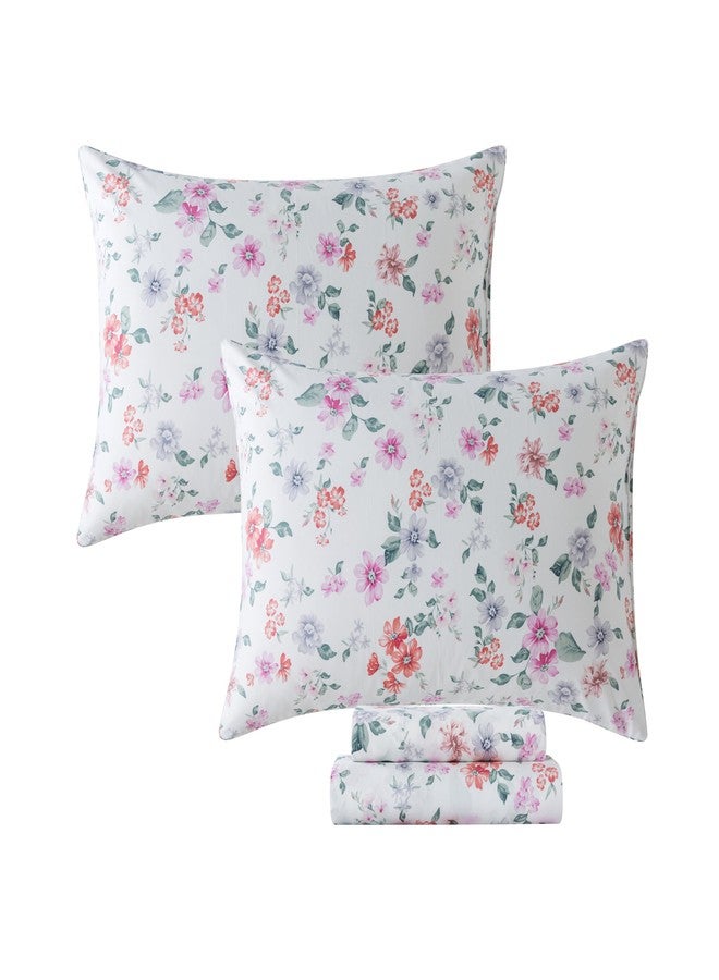 فادفاي طقم ملاءات سرير FADFAY كينج، قطن بيركال، ملاءات سرير مزخرفة بنقوش زهور، ملاءة مثبتة بجيب عميق، طقم سرير فاخر مطبوع عليه زهور مجد الصباح، مناسب لجميع الفصول، فائق النعومة، مريح وجيد التهوية، 4 قطع - Image 1