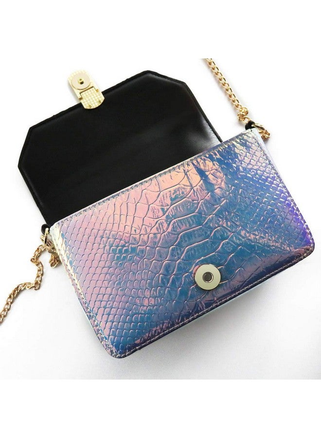 ريميهاي حقيبة كتف من جلد الثعبان الهولوغرامي من ريمي هاي، حقيبة كروس بودي مع سلسلة (هولوغرام بنفسجي) - Image 4