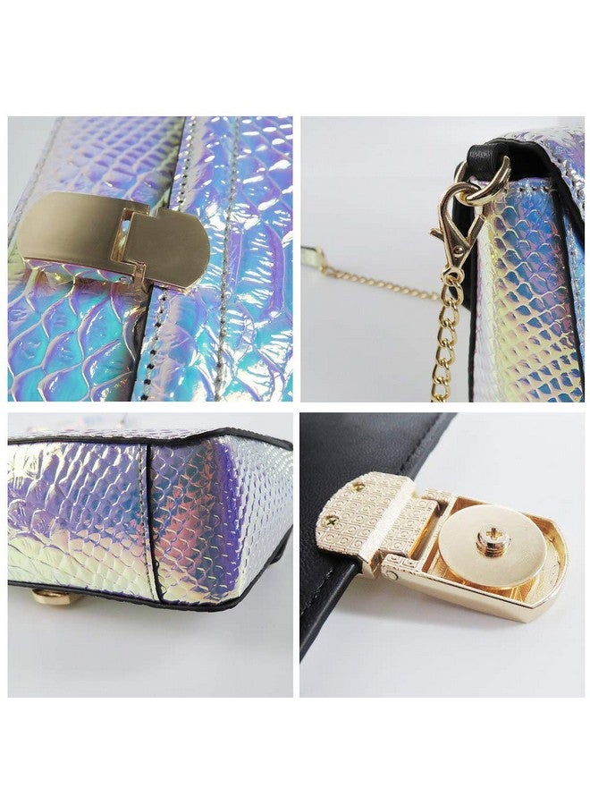 ريميهاي حقيبة كتف من جلد الثعبان الهولوغرامي من ريمي هاي، حقيبة كروس بودي مع سلسلة (هولوغرام بنفسجي) - Image 1