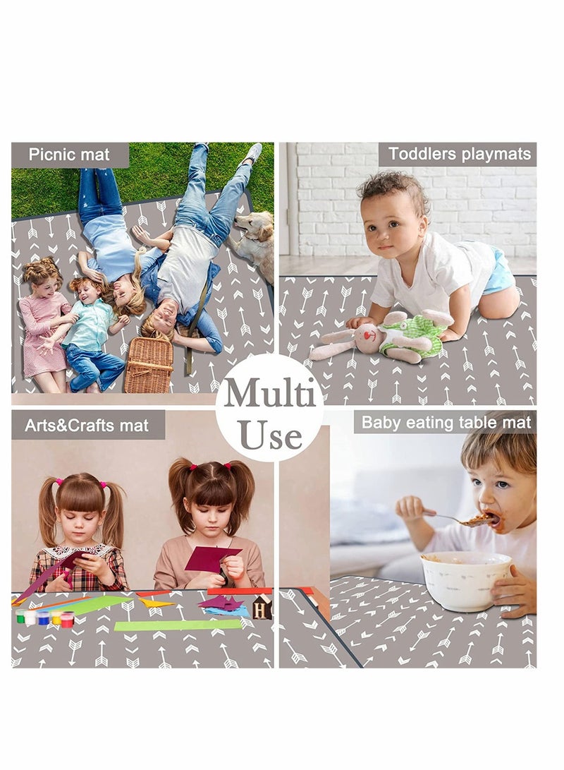 SYOSI High Chair Child Placemats, Waterproof Floor Spill Mat, Machine Washable Mess Mat and Table Cloth for Baby and Toddler Feeding, Mess, Non-Slip and Waterproof Protection, 51 Inch, Grey, Rectangle - Image 2