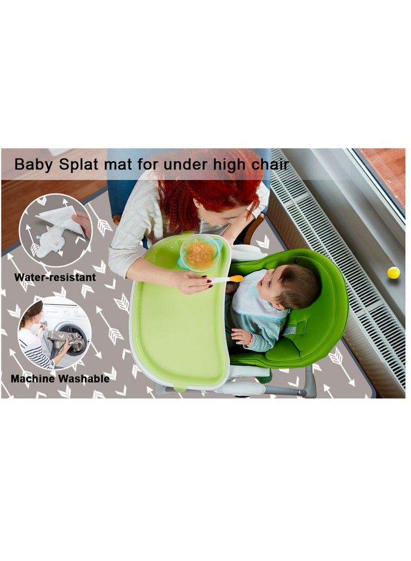 SYOSI High Chair Child Placemats, Waterproof Floor Spill Mat, Machine Washable Mess Mat and Table Cloth for Baby and Toddler Feeding, Mess, Non-Slip and Waterproof Protection, 51 Inch, Grey, Rectangle - Image 3