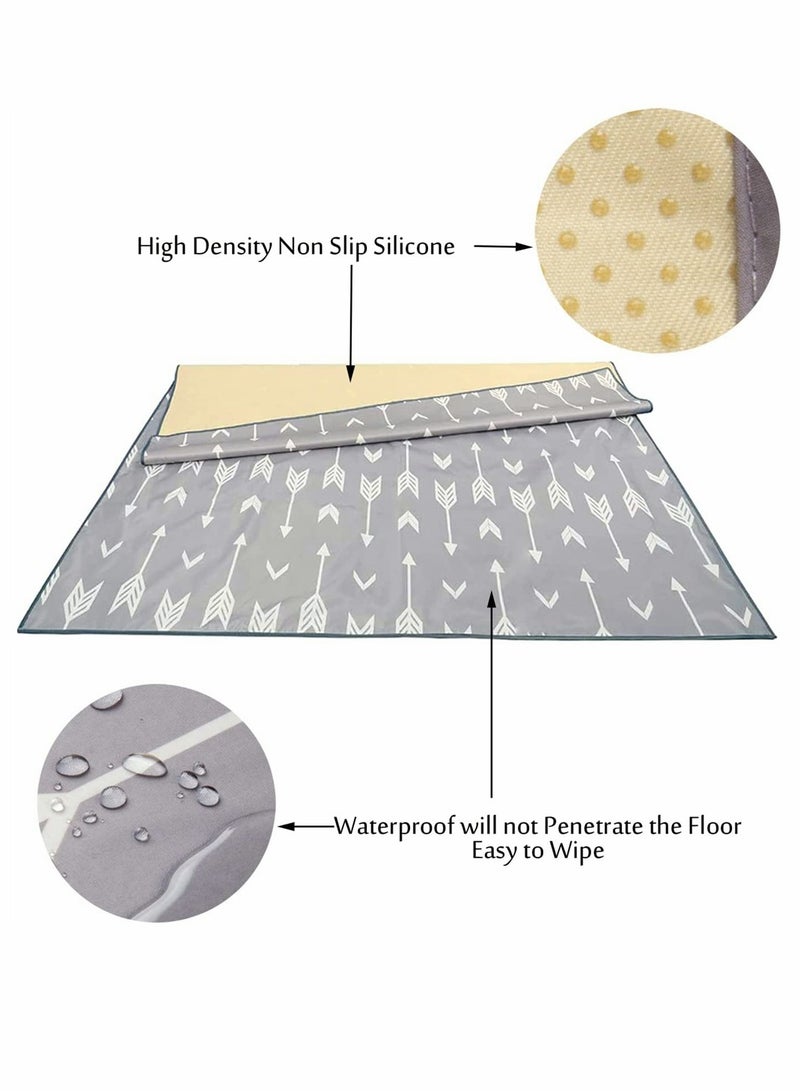 SYOSI High Chair Child Placemats, Waterproof Floor Spill Mat, Machine Washable Mess Mat and Table Cloth for Baby and Toddler Feeding, Mess, Non-Slip and Waterproof Protection, 51 Inch, Grey, Rectangle - Image 4