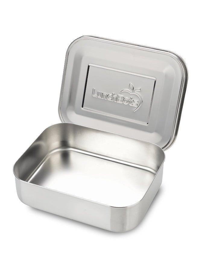LunchBots Medium Uno Stainless Steel Sandwich Container - Open Design for Wraps - Salads or a Small Meal - Eco-Friendly - Dishwasher Safe and BPA-Free - Stainless Steel - Image 1