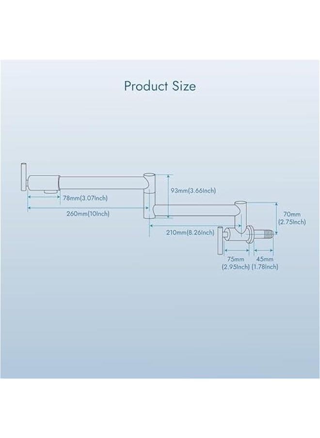HOOKOR Kitchen Sink Faucet Wall Mounted,Rotatable Pot Filler Faucet Wall Mounted,Solid Brass Folding Stretchable Kitchen Faucet Single Hole Double Switch for Home Restaurant (Matte Black)  - Image 2