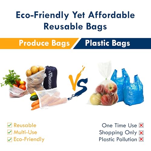 Gowloz Mesh Vegetable Bags Pack of 12 with Zipper | Reusable Washable Produce Storage Bags for Fruits & Vegetables - Image 4