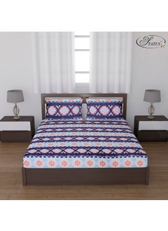 Status Contract Status Contract Spring Summer Collection-2024 Cotton Rich Double Bedsheet with 2 Pillow Covers for Bed Room, Home, Hotel-120 GSM | (Blue), 120 Tc  - Image 1
