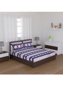 Status Contract Status Contract Spring Summer Collection-2024 Cotton Rich Double Bedsheet with 2 Pillow Covers for Bed Room, Home, Hotel-120 GSM | (Blue), 120 Tc  - Image 2