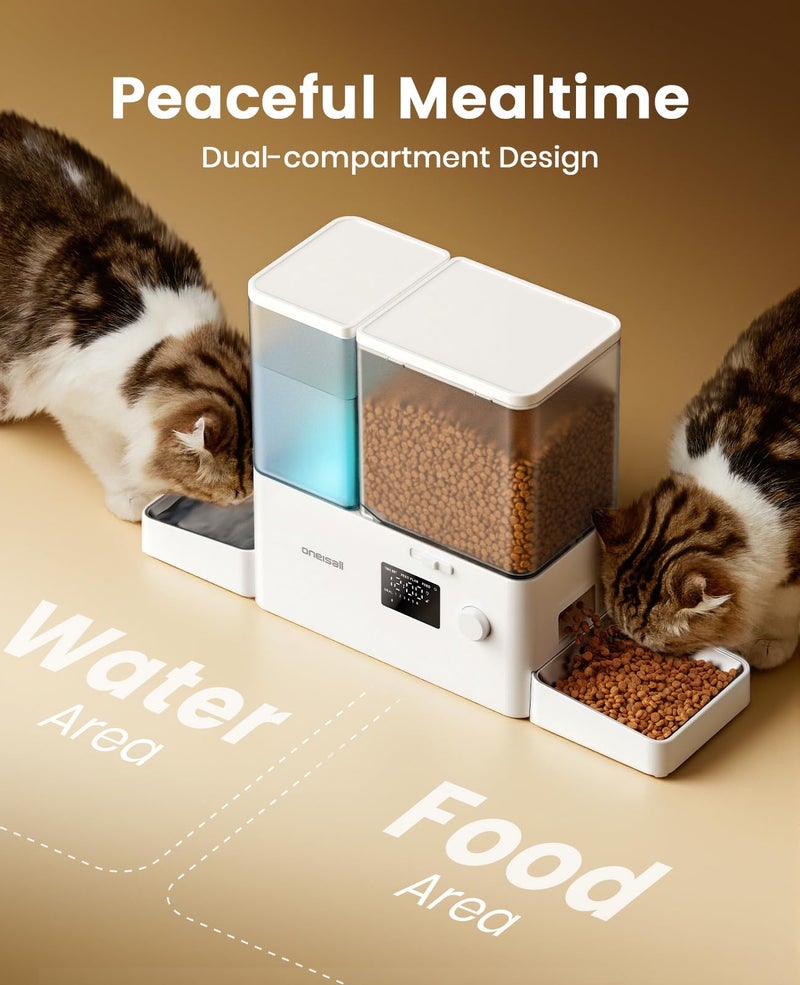 oneisall Automatic Cat Feeder and Water Dispenser, Cat Food Dispenser 36Cups/8.5L, 2-in-1 Large Capacity 5L Cat Feeder and 3.5L Gravity Water Dispenser for Pets, Timed Cat Feeder for Dry Food - Image 4