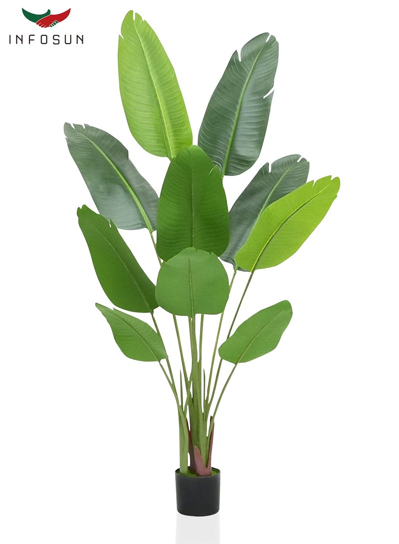 INFOSUN Lifelike Artificial Traveler Palm Tree - Realistic Fake Plant with Pot, No Maintenance Needed, Indoor Outdoor Decor (120cm/160cm) - Image 1