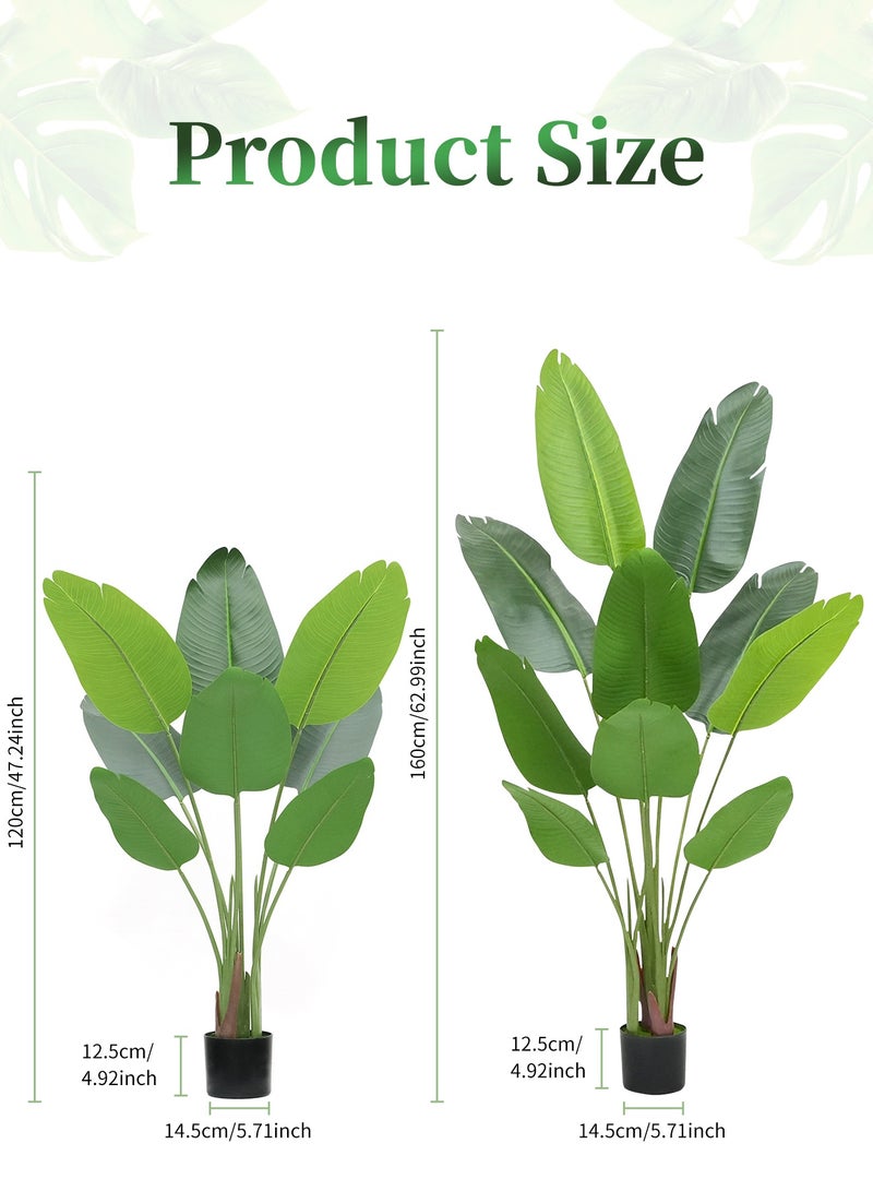 INFOSUN Lifelike Artificial Traveler Palm Tree - Realistic Fake Plant with Pot, No Maintenance Needed, Indoor Outdoor Decor (120cm/160cm) - Image 3