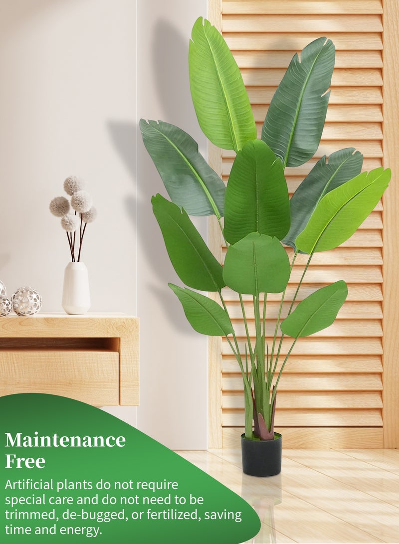INFOSUN Lifelike Artificial Traveler Palm Tree - Realistic Fake Plant with Pot, No Maintenance Needed, Indoor Outdoor Decor (120cm/160cm) - Image 5