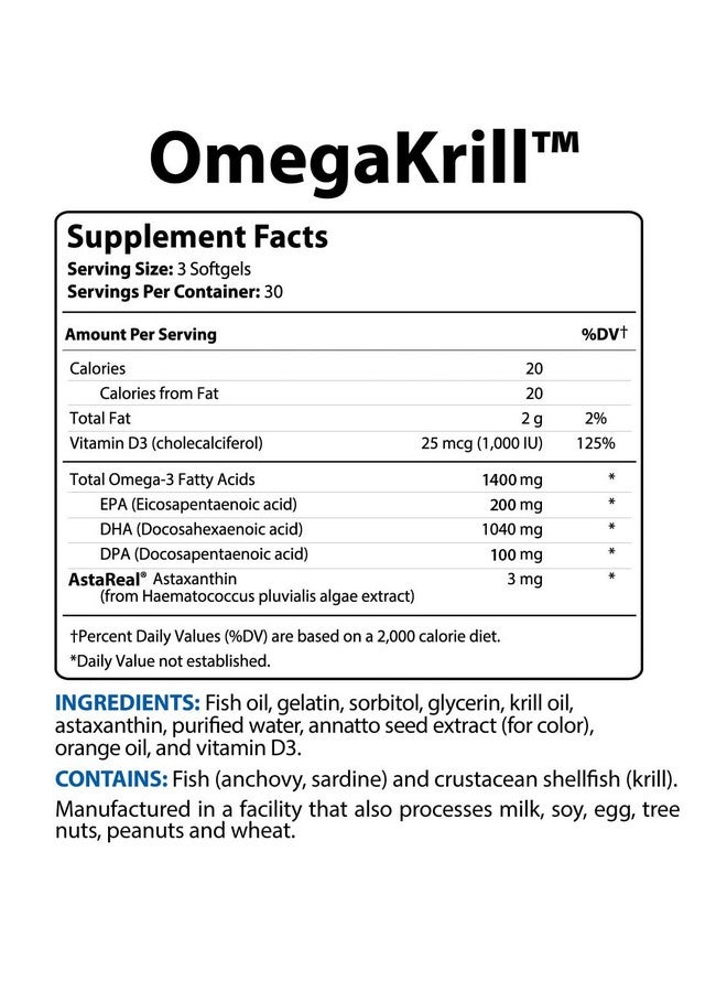 BioTrust BioTrust OmegaKrill EPA & DHA Omega 3 Supplement, Fish and Krill Oil to Provide Support for Joint, Heart, Brain, Eye and Skin (30 Servings) - Image 2