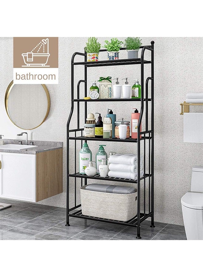 سولاكان وحدة رفوف، رف خباز، أرفف تخزين معدنية، منظم رفوف للغسيل، وحدة رفوف قائمة للمطبخ والحمام والمخزن والخزانة، مناسبة للاستخدام الداخلي والخارجي (5 طوابق، أسود) - Image 5