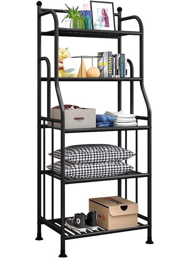 سولاكان وحدة رفوف، رف خباز، أرفف تخزين معدنية، منظم رفوف للغسيل، وحدة رفوف قائمة للمطبخ والحمام والمخزن والخزانة، مناسبة للاستخدام الداخلي والخارجي (5 طوابق، أسود) - Image 1