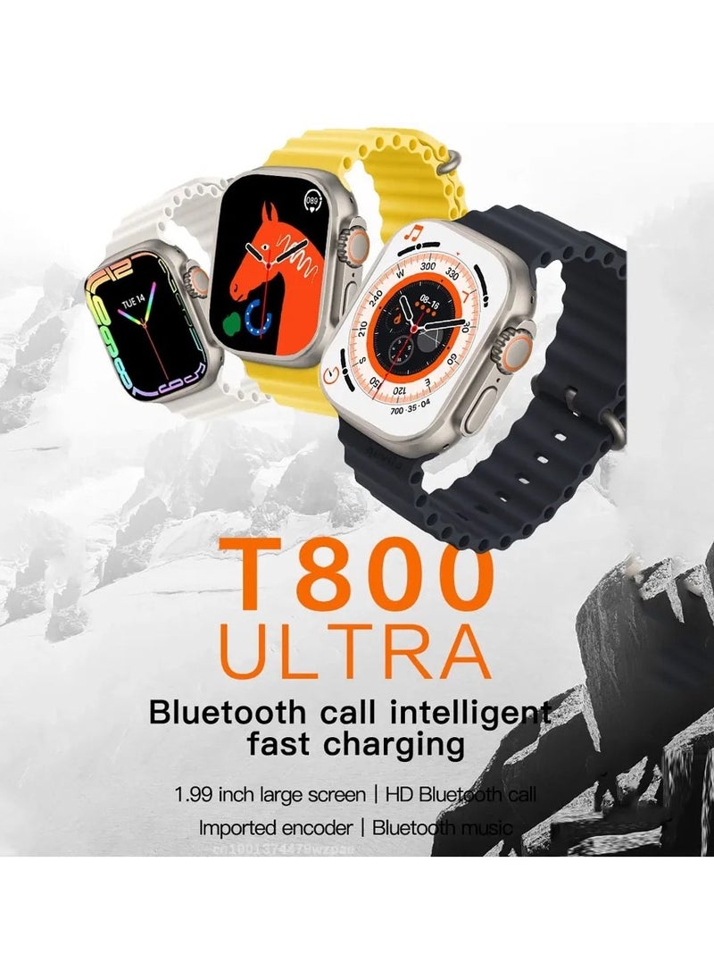 T800 ULTRA2-Smart Watch for Bluetooth Calling-1.99 Inch Full HD Display-Wireless Charger-Full Health Monitoring-Built-in Speaker and Microphone for Calling with Music Control-Black