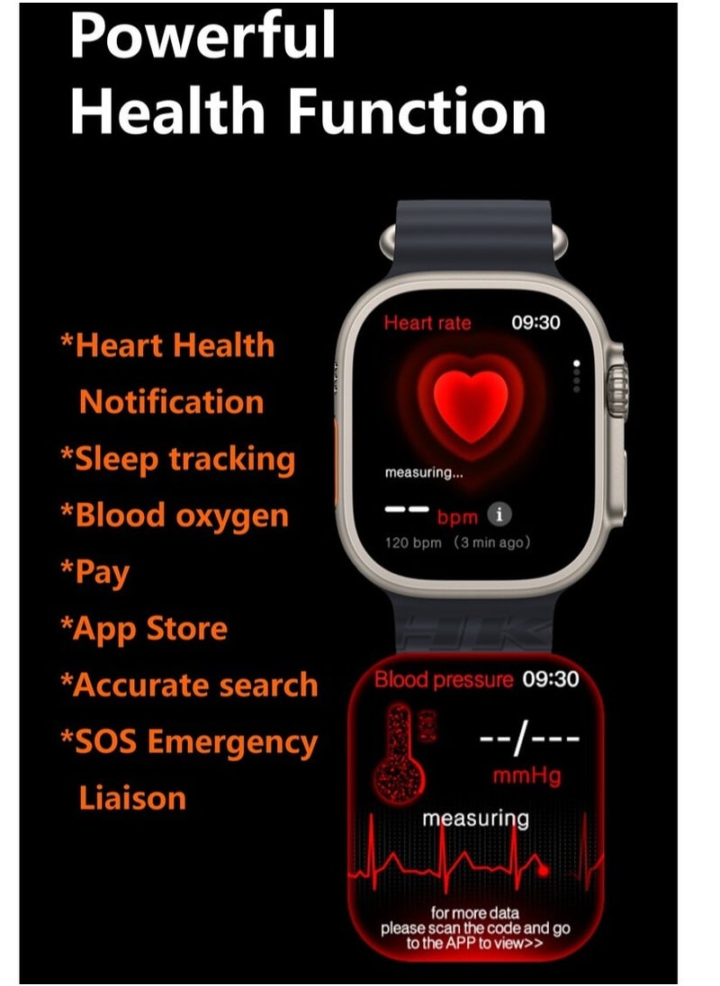 T800 ULTRA2-Smart Watch for Bluetooth Calling-1.99 Inch Full HD Display-Wireless Charger-Full Health Monitoring-Built-in Speaker and Microphone for Calling with Music Control-Black