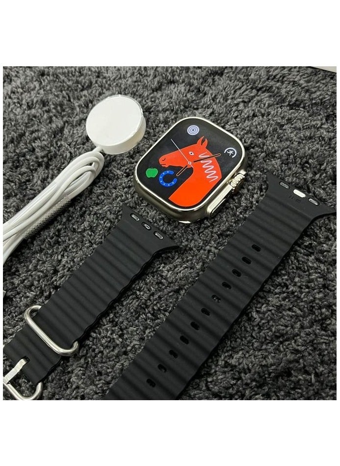 T800 ULTRA2-Smart Watch for Bluetooth Calling-1.99 Inch Full HD Display-Wireless Charger-Full Health Monitoring-Built-in Speaker and Microphone for Calling with Music Control-Black
