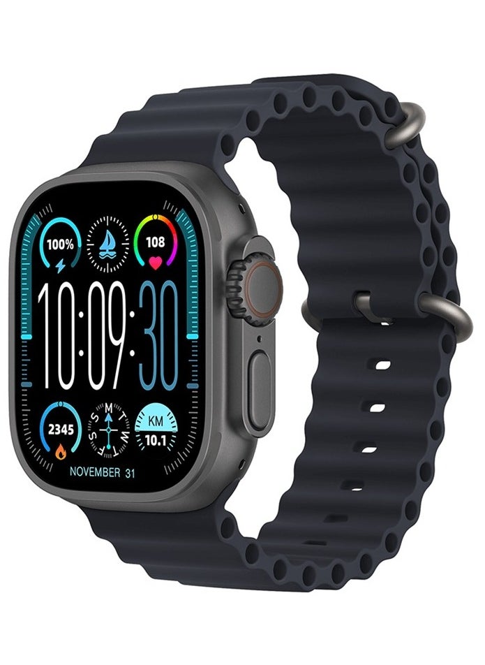 T800 ULTRA2-Smart Watch for Bluetooth Calling-1.99 Inch Full HD Display-Wireless Charger-Full Health Monitoring-Built-in Speaker and Microphone for Calling with Music Control-Black