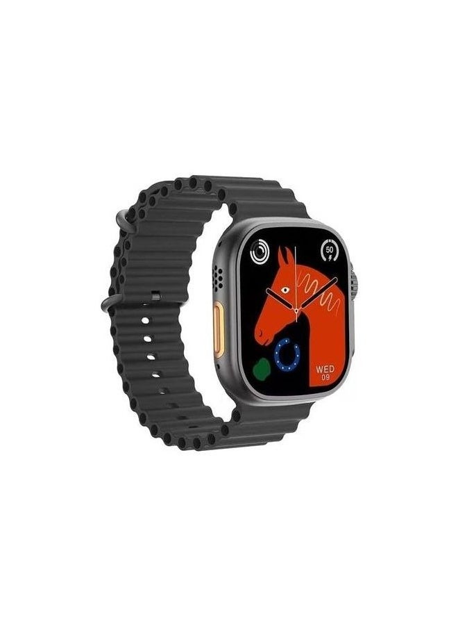 T800 ULTRA2-Smart Watch for Bluetooth Calling-1.99 Inch Full HD Display-Wireless Charger-Full Health Monitoring-Built-in Speaker and Microphone for Calling with Music Control-Black