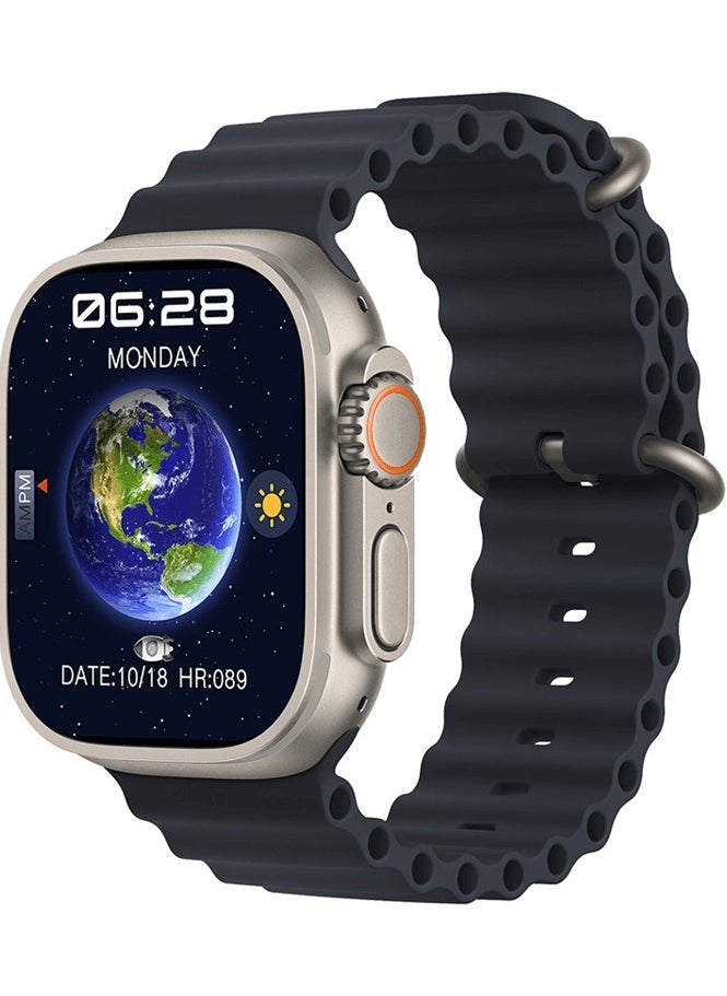 T800 ULTRA2-Smart Watch for Bluetooth Calling-1.99 Inch Full HD Display-Wireless Charger-Full Health Monitoring-Built-in Speaker and Microphone for Calling with Music Control-Black