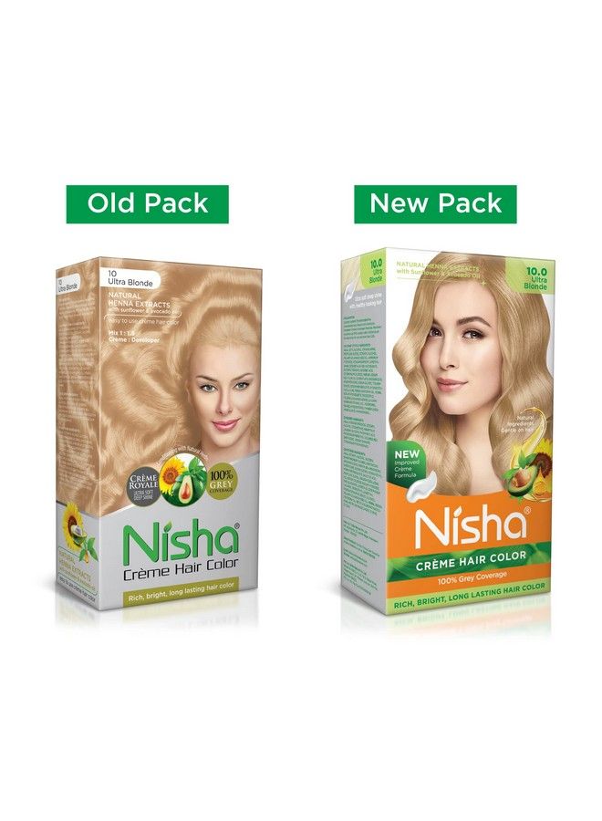 Nisha Cr�Me Hair Color With Natural Henna Extracts 90Ml + 60G + 18Ml 10 Ultra Blonde (Pack Of 1) - Image 3