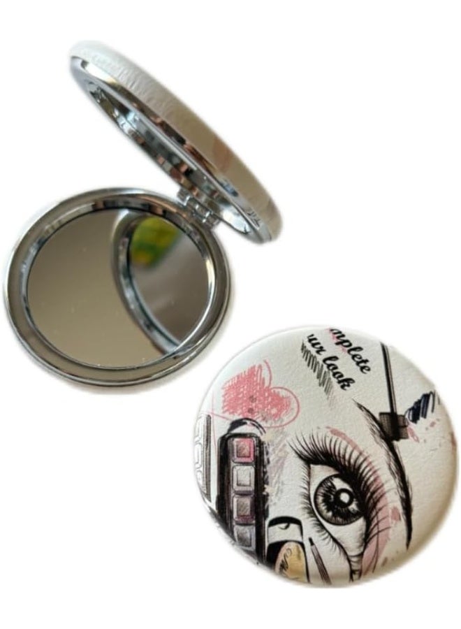 مراة سفر صغيرة مزدوجة الجوانب، 2.95 انش، تصميم دائري قابل للطي، تكبير 1X/2X - Image 1