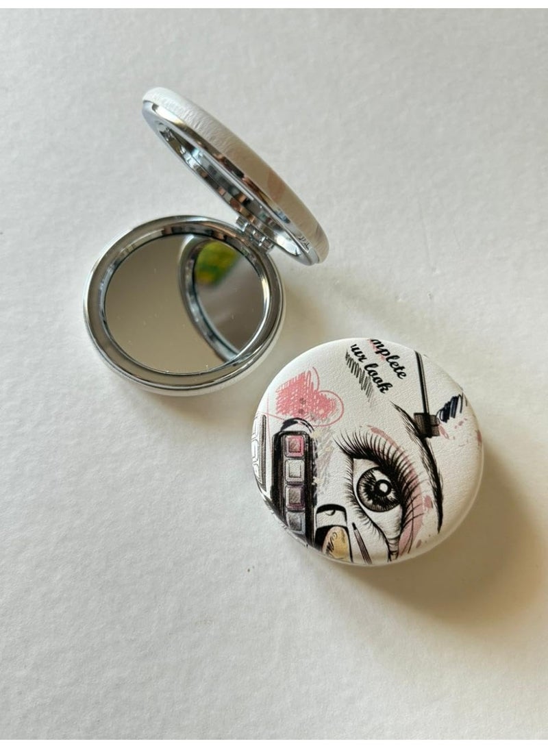 مراة سفر صغيرة مزدوجة الجوانب، 2.95 انش، تصميم دائري قابل للطي، تكبير 1X/2X - Image 2