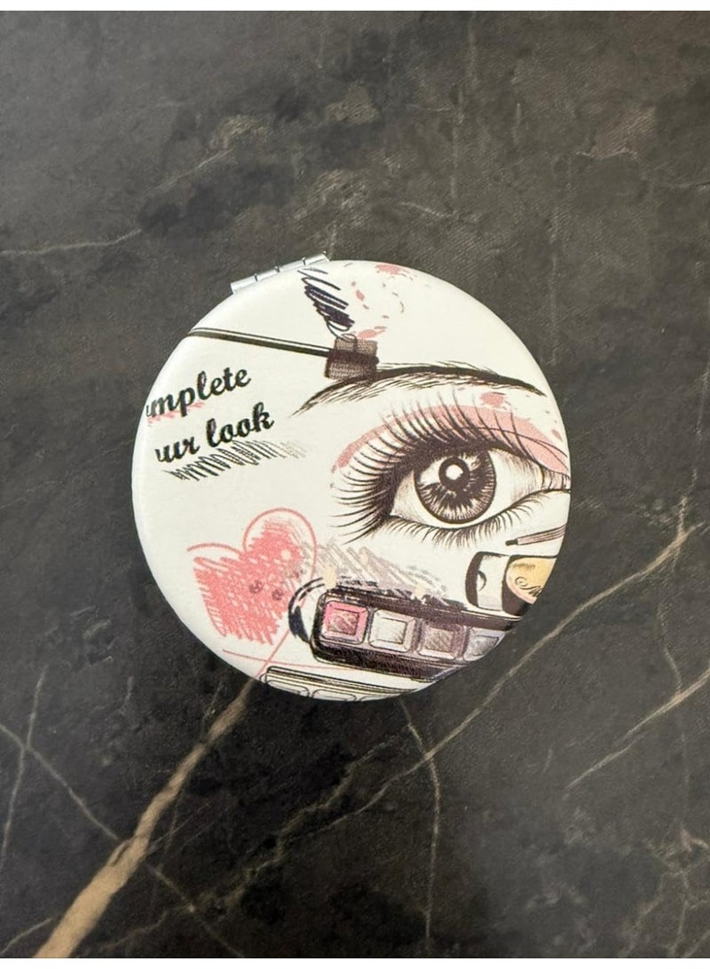 مراة سفر صغيرة مزدوجة الجوانب، 2.95 انش، تصميم دائري قابل للطي، تكبير 1X/2X - Image 5