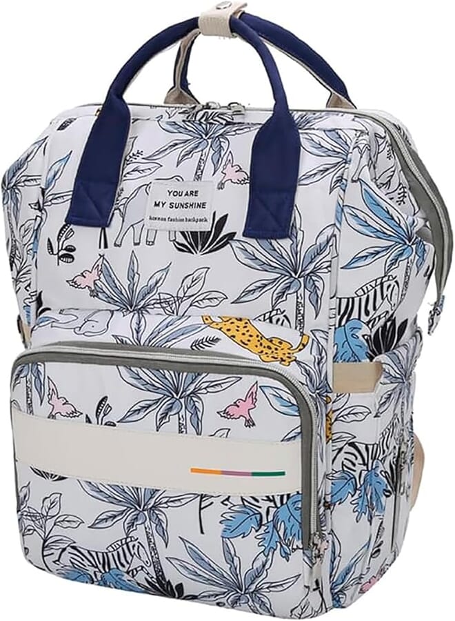 House of Quirk Baby Diaper Bag Maternity Backpack ((White Zoo))