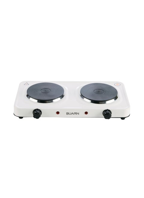 Electric Double Hotplate with Dual 155mm Cast Iron Plates, Adjustable Temperature, and Overheat Protection – 2000W Power – Model HP-T215W