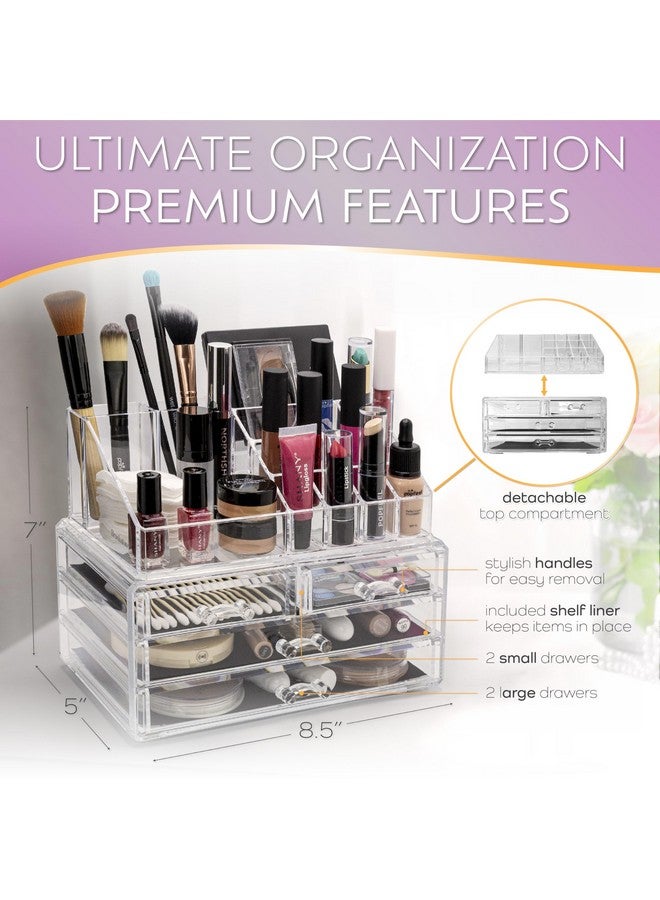 BROOKSTONE Makeup Organizer for Vanity, Cosmetic Display Case with Drawers, Fits Brushes, Lipsticks, and Other Accessories, Versatile Storage Solution, clear… - Image 4