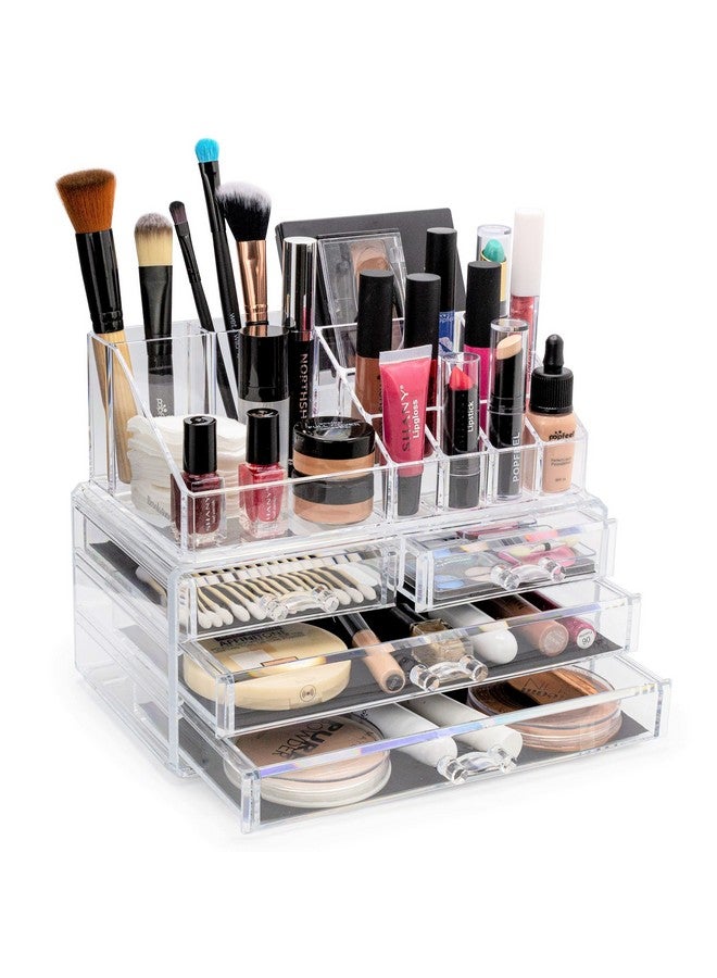 BROOKSTONE Makeup Organizer for Vanity, Cosmetic Display Case with Drawers, Fits Brushes, Lipsticks, and Other Accessories, Versatile Storage Solution, clear… - Image 1